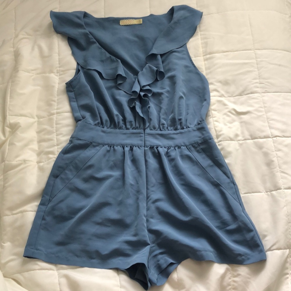 Ruffle V-neck romper